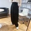 Vintage marrom engrossar terno calças para mulheres outono inverno moda cintura alta em linha reta harajuku harem calças roupas coreanas cx220316