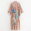 Bohemian Printed Summer Beach Wear Clothing Long Kimono осень плюс размеры Tunic Women Tops Tops Self -Pired Tav A155 220510