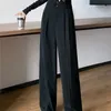 Yitimoky Black Suit Pants for Women Korean 2 Buttons Wide Leg Trousers Vintage Streetwear High Fashion Ulzzang Work Bottoms 220812