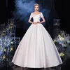 Other Wedding Dresses Luxury Satin With Train Dress Classic O Neck Short Sleeve Bridal Ball Gown Princess Plus Size Vestido De NoivaOther