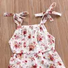 Großhandel geborene Säuglingsbabys mit Blumendruck, ärmelloser Overall, Outfits, Sunsuit, Kleinkind-Mädchen-Sommerkleidung 220707