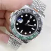 Relógio st9 vai destruir preto verde moldura cerâmica automática mecânica de aço inoxidável grande lupa vidro safira 40mm relógio masculino