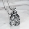 316 Stainless Steel Retro Antique Silver Biker Bell Pendant Gothic Punk USA Angel Wing Eagle Wings Jewelry Necklace Charms For Men Motorcycle Club