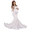 2021 élégante robe de grossesse à volants coton longue Maxi robes de maternité pour séance photo femmes Sexy robe enceinte photographie G220309