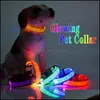 Glowing Pet Collar Rechargeable Luminous Belt S M L Xl Alway On Fast Flash Slow Accessory For Dog Cat Drop Delivery 2021 Collars Leashes S