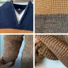 Mężczyźni dzianiny Sweter Sprężyna ciepła V Szyjka szyjka długi rękaw swobodny luźne luźne męskie jesienne zimowe bluzki dzianiny plus size 220804