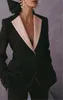 Kvinnors tvåbitar byxor Fashion Women Bussiness Suit Jacket One Button hacked Lapel Slim Lady Blazer Coat Byxor Set Office Female Clothin