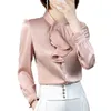 Feminine Blouse Spring Autumn Elegant Fashion Wave Cut Ruffles Office Lady Shirts Long Sleeve Stand Collar Solid Tops Women 220409