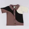 Ubrania dla dzieci T Shirt Baby Girls and Boys Colorblock Button Down Top Krótkie rękawy długie dzieci Bawełna 220620