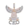 Colar com pingente de carta CEO Eagle banhado a ouro rosa com corrente de corda Iced Hip Hop Men Charm Colares Jóias Pavimentadas 5A Cubic Zircon Stones For Party