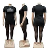 Femmes grande taille Designers vêtements 2022 été survêtements lettre imprimé t-shirt maille pure Yoga pantalon deux pièces tenue ensemble