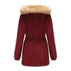 EU Size Red Black With Fur Hat Thick Warm Casual Women's Winter Jacket For 2022 Bomber Cargo Coat Padded Oversize Parkas L220730