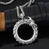 Pendant Necklaces Ouroboros Eat Their Own Tail For Men Domineering Retro Accessories Oxide Dragon Necklace Mythical Men's ChainPendant