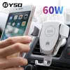 60W Fast Qi Car Wireless Charger för iPhone 13 12 11 Pro XS Max XR X Samsung S10 S9 Trådlös laddningstelefon