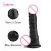 Czarne miękkie realistyczne dildo seksowne zabawki dla kobiet masturbacja g dildos z ssąca kubek