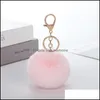 Porte-clés Bijoux Belles Porte-clés Femmes Pom Poms Faux Rex Fourrure De Lapin 8Cm Chaînes À Billes Fille Sac Accrocher Anneau De Voiture Pendentif Drop De Dh0R9