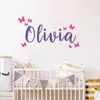 Adesivos de parede decoração de quarto garotas borboletas voadoras com adesivo de nome adesivo personalizado mural mural az404wall stickerswall