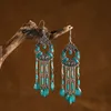 S3043 Bohemian Fashion Jewelry Circular Hollow Out Earrings Beaded Water Drop Long Tassel Dangle Earrings