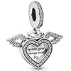 925 Sterling Silver Dangle Charm Rose Gold Sparkling Libellule Coeur Et Ailes D'ange Pendentif Perles Perle Fit Pandora Charms Bracelet DIY Bijoux Accessoires