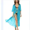 Robes décontractées Femmes Summer Beach Boho Robe solide Robes Beachwear Maillots de bain Kaftan Split Deep V Hollow Out Robe à lacetsCasual