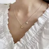 100% 925 Sterling Silver Round Bead Chain Geometric Pendant Necklaces For Women Natural Freshwater Pearl