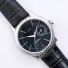 EWF CELLINI DATE 50519 A3165 Автоматические мужские часы 39 мм стальной корпус Черная текстура циферблатная палочка Кожаный супер издание Часы же серии Гарантия TimeZoneWatch B2