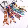 Print Flower Small Scarf For Women Handle Bag Ribbons Brand Fashion Head Long Skinny Scarves Wholesale Headbands