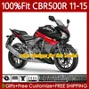 Wtryskiwanie Formy Formy dla Hondy CBR 500 R CC 500R RR CBR500R 11 12 13 14 15 Korpus 126NO.45 CBR500RR Gloss Black 2011 2012 2013 2014 2015 CBR500 RR 11-15 OEM Kit nadwozia