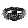 2 inch Wide Genuine Leather Studded Dog Collars for Medium Large X-Large Pitbull Dogs with Cool Spikes170j
