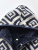 Toddler Boys Geo Print Contrast Binding Teddy Lined Hooded Fleece Jacket SHE