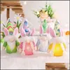 Décoration de fête Fournitures d'événements Festive Maison Jardin LED Lumière Lumineuse Lapin de Pâques Gnomes En Peluche Elfe Sans Visage Nain Longue Barbe Vieil Homme Dol