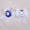 Dekorativa blommor kransar lyxig brudgumddräkt lapel pin band rose pärla strass handgjorda mäns corsage bröllopsklänning tillbehör x