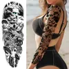 NXY Tillfällig tatuering Stor Storlek Gud S För Kvinnor Män Vuxen Fake Skull Tribal Forest Sticker Sleeve Black Body Art Arm DIY Tatoo 0330