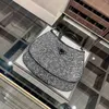 Cleo Faux Crystal Embellished Satin Shoulder Bag Hobo Women's Shoulder Bag Glittering Rhinestone Handbag Tote Underarm Bag Tote Designer Purse