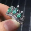 Cluster Ringe Mode Grace Crown Natürlicher Grüner Smaragd Ring 925 Sterling Silber Edelstein Damen Party Feiner Geschenkschmuck