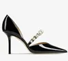 Top Luxury Brands Aurelie Women Sandals Shoes Patent Leather Pointed Toe Lady Sexy Summer Pumps Pearl Embellishment High Heels EU35-42