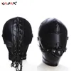 Bondage BDSM sexy Mask Fetish Hood with Gags Leather Sensory Deprivation Adult Slave Games Full Head Toys for Women Men