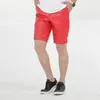 Thoshine Brand Summer Men Leather Shorts Elastic Outerwear Short Pants Male Fashion PU Faux 220325