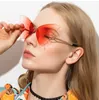 Boy Çerçevesiz Güneş Gözlüğü Kelebek Kadın Çerçevesiz Degrade Güneş Gözlükleri Lüks Lady Sunglass Sürüş Gözlük UV400 Bayanlar Shades Gafas De Sol Kadın Ayna