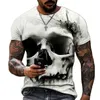 T-shirts voor heren schedel 3d print heren zomer losse o-neck skelet skelet skelet toppen straat hiphop tees mannen kleding oversized t-shirtmen