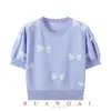 Koszulka damska Dragonfly Jacquard z koralikami Krótkocześnie dzianinowa koszula 2022 Summer Talle Bubble Short Sekcja