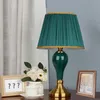 Chinese stijl groene keramische tafellampen Europese doek covermoderne woonkamer slaapkamer nachtkastje E27 decor tafellamp EU / AU / VS / Britse plug