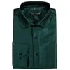 Men's Dress Shirts Barry.Wang Luxury Green Solid Silk Men Long Sleeve Casual Flower For Designer Fit Shirt BY-0055Men's Vere22