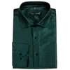 Camisas sociais masculinas Barry.Wang Luxo Verde Seda Sólida Masculina Manga Longa Casual Flor Para Designer Fit Camisa BY-0055Men's Vere22