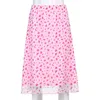 Grunge Fairycore midi spódnica różowa kwiatowa nadruk mesh spódnica miękka dziewczyna estetyczna y2K strój 220611
