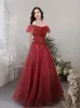Party Dresses Wine Sequined Long Luxury Beads Ruffle Lady Women Prom Dress Party 220823