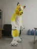 Dres yellow Hasky Wolf Собака Костюмы талисмана Карнавал Карнаваль Хэлловолз подарки Унисекс Взрослые Причудливые вечеринки Игры Обудь Праздник Празднование Мультфильм Настройки персонажей