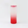 25oz Straight Sublimation Gradient Glass Tumbler Thermal Transfer Water Bottle With Colour Lid & Plastic Straw Outdoor DIY Sports Drinking Cups B6