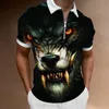 Men's Polos Russia Bear Shirt For Men 3d Animal Short Sleeve Print Shirts Zipper Poloshirt Hip Hop Casual Mens Clothing StreetwearMen's Men'