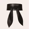 Cinture Donna Elegante Cintura con fiocco Lunga in morbida pelle nera Cintura larga Bowknot Fascia da smoking Abito Accessori abbigliamentoCinture Emel22
